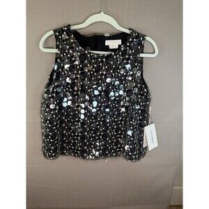 Cocoblue Sequin Crop Sleeveless Top Elegant Glam Party Shiny Disco Size Medium